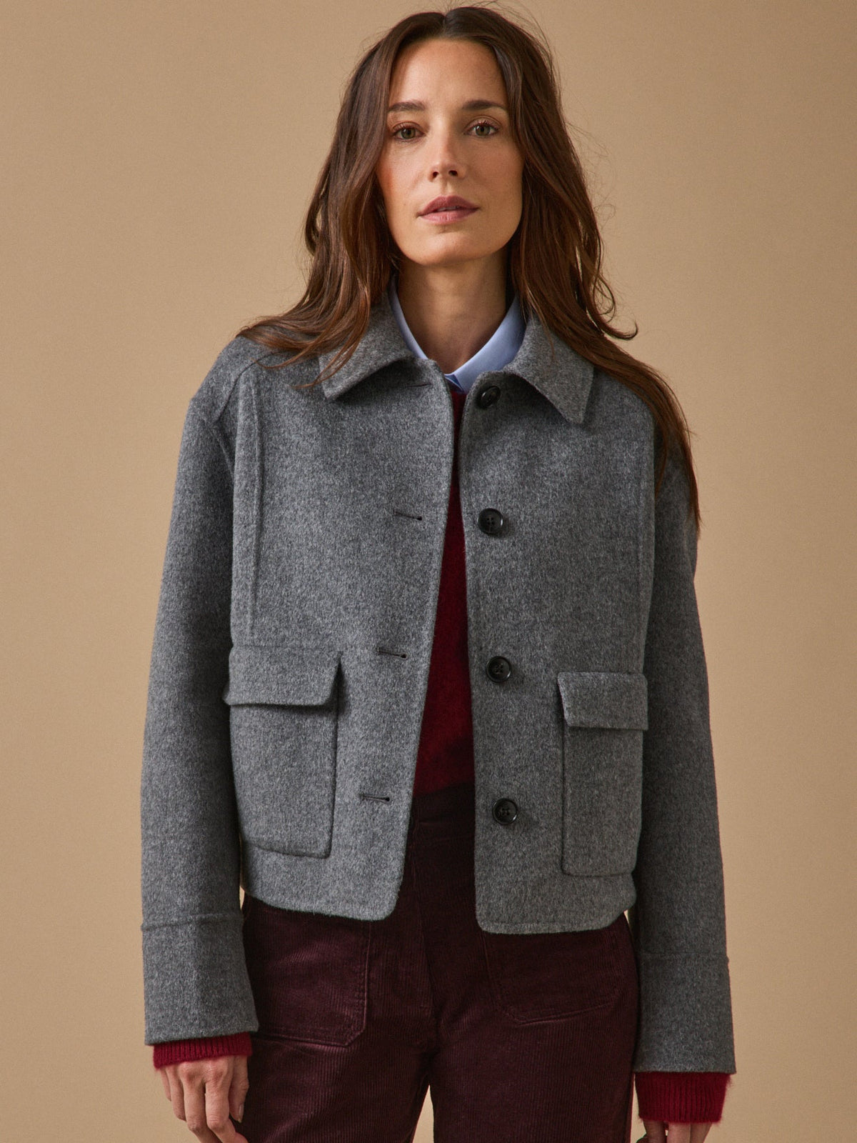 Veste boutonnée lainage double face femme - 1