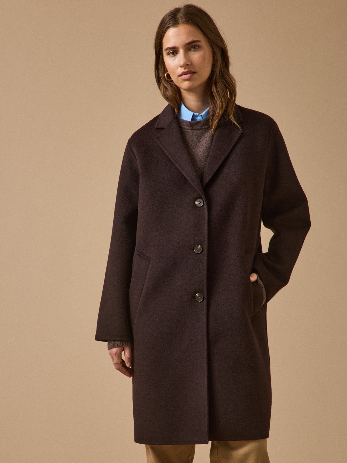 Manteau mi-long lainage double face femme - 2