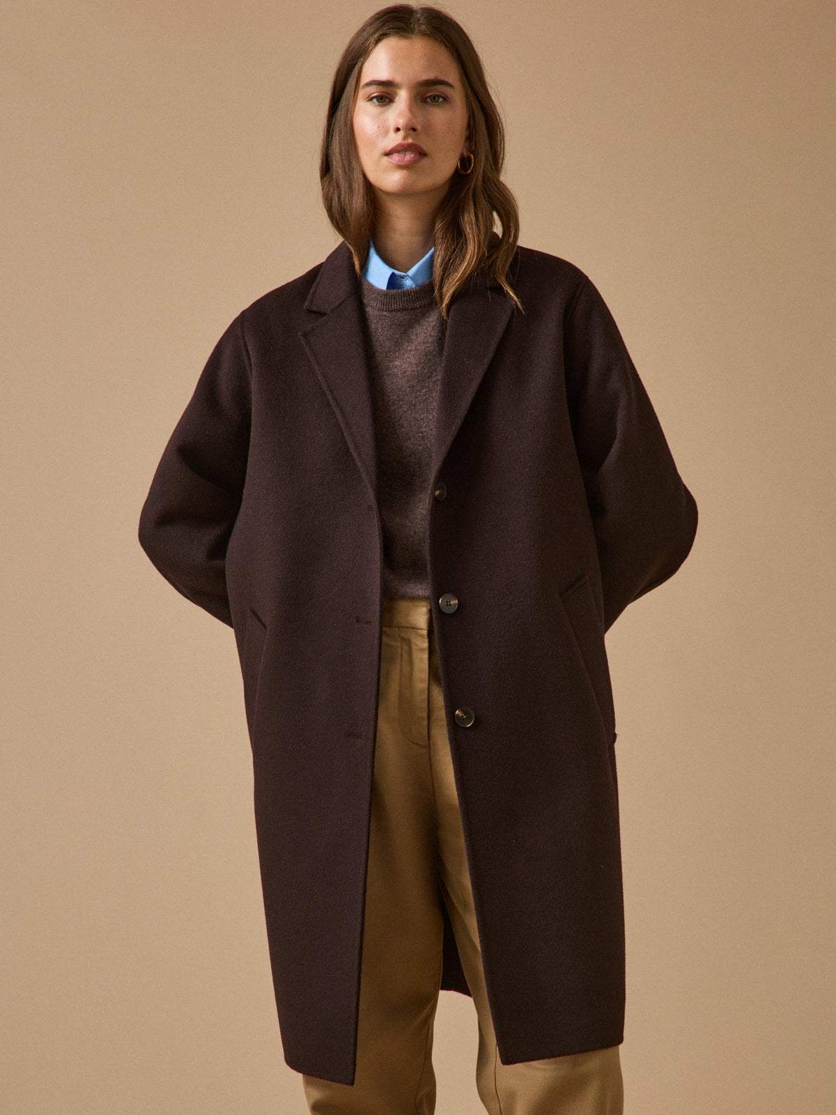 Manteau mi-long lainage double face femme - 1