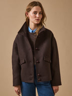 Manteau court lainage uni femme - 2