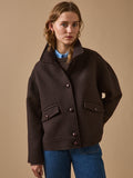 Manteau court lainage uni femme - 1