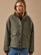 Manteau court lainage chevrons femme - 2