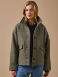 Manteau court lainage chevrons femme - 1