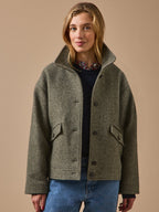 Manteau court lainage chevrons femme - 1