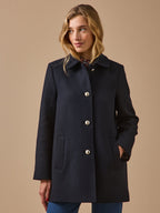 Manteau droit lainage uni femme - 2