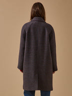 Manteau mi-long lainage pied-de-poule femme - 2