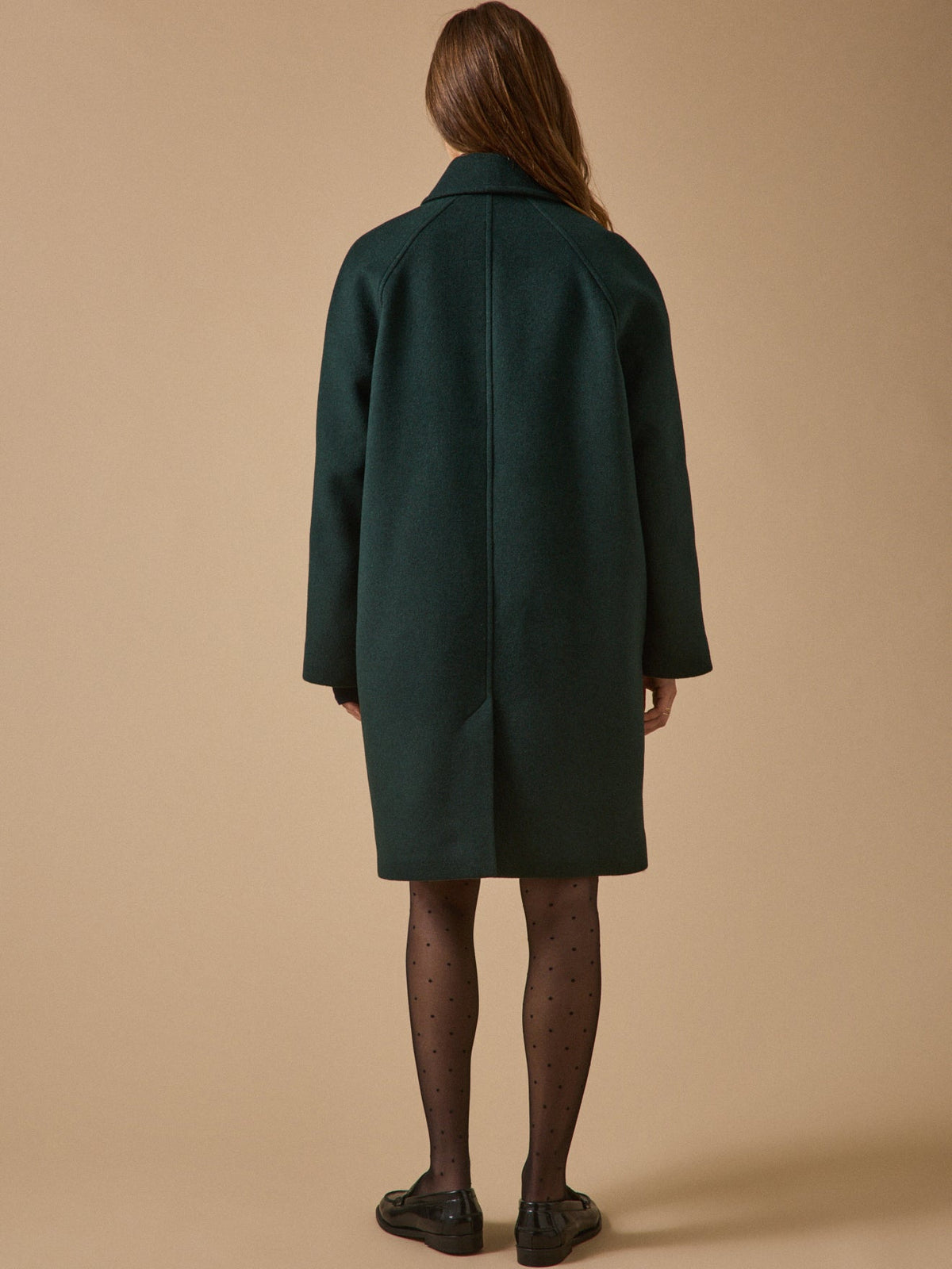 Manteau mi-long lainage uni femme - 2