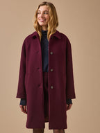 Manteau mi-long lainage uni femme - 1