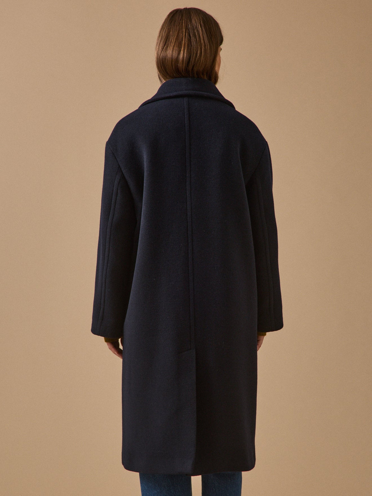 Manteau long lainage uni femme - 2