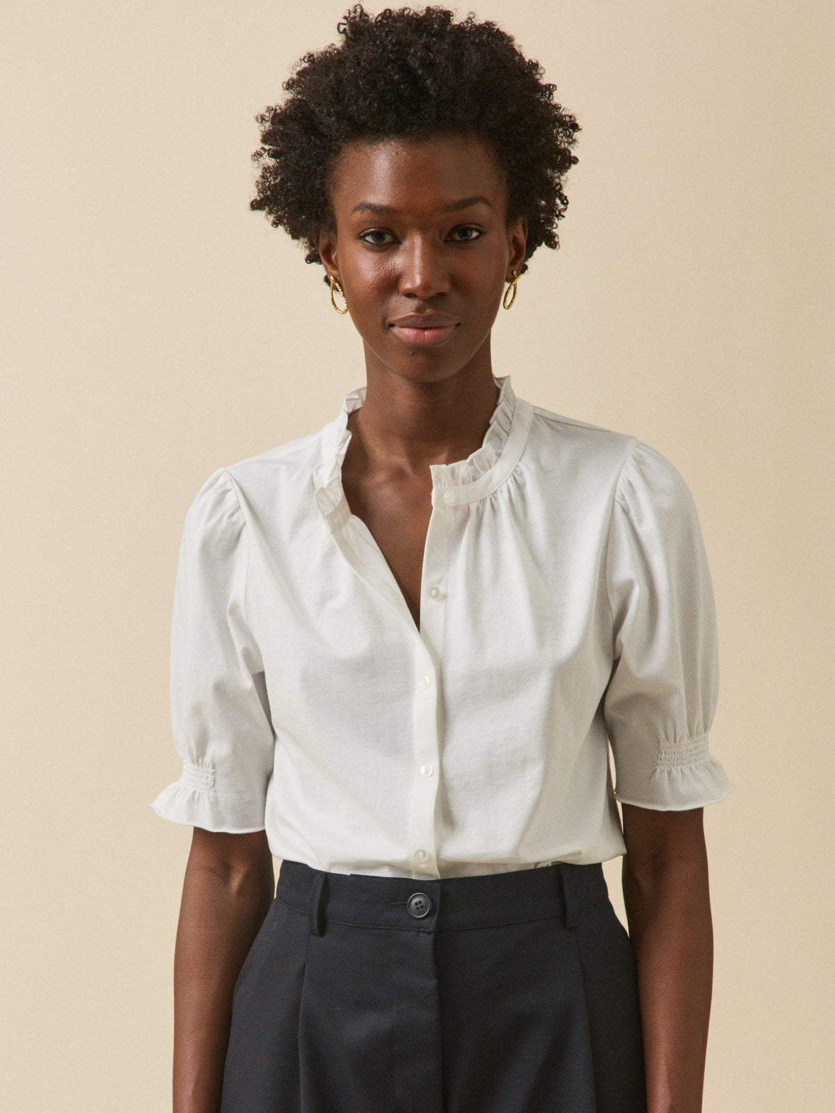 T-shirt volanté femme coton biologique - 1