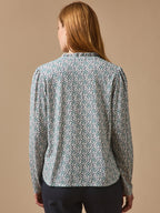 T-shirt col froufrou femme imprimé Ophélia - 2