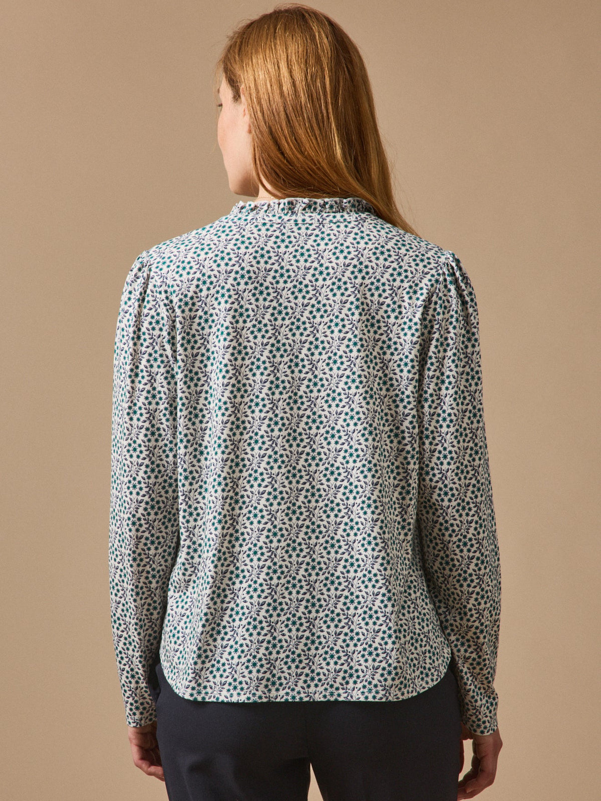 T-shirt col froufrou femme imprimé Ophélia - 2