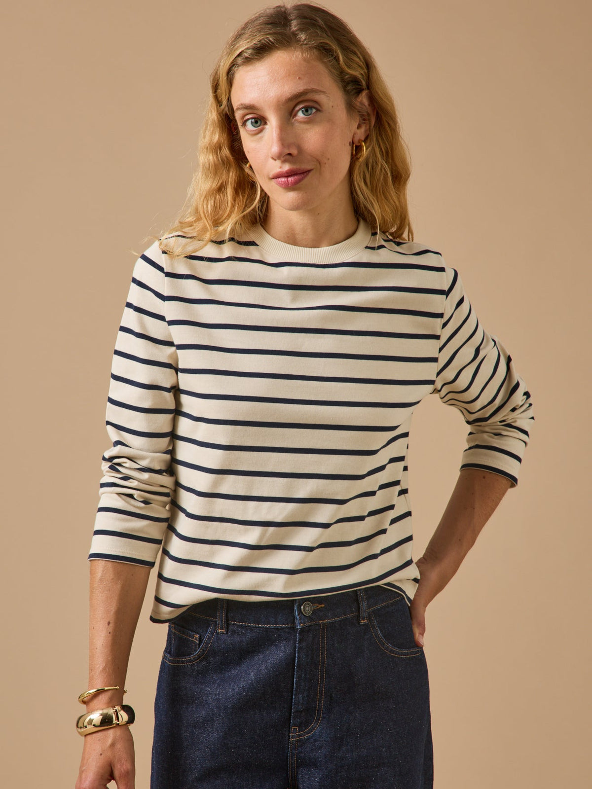 T-shirt marinière femme coton biologique - 1