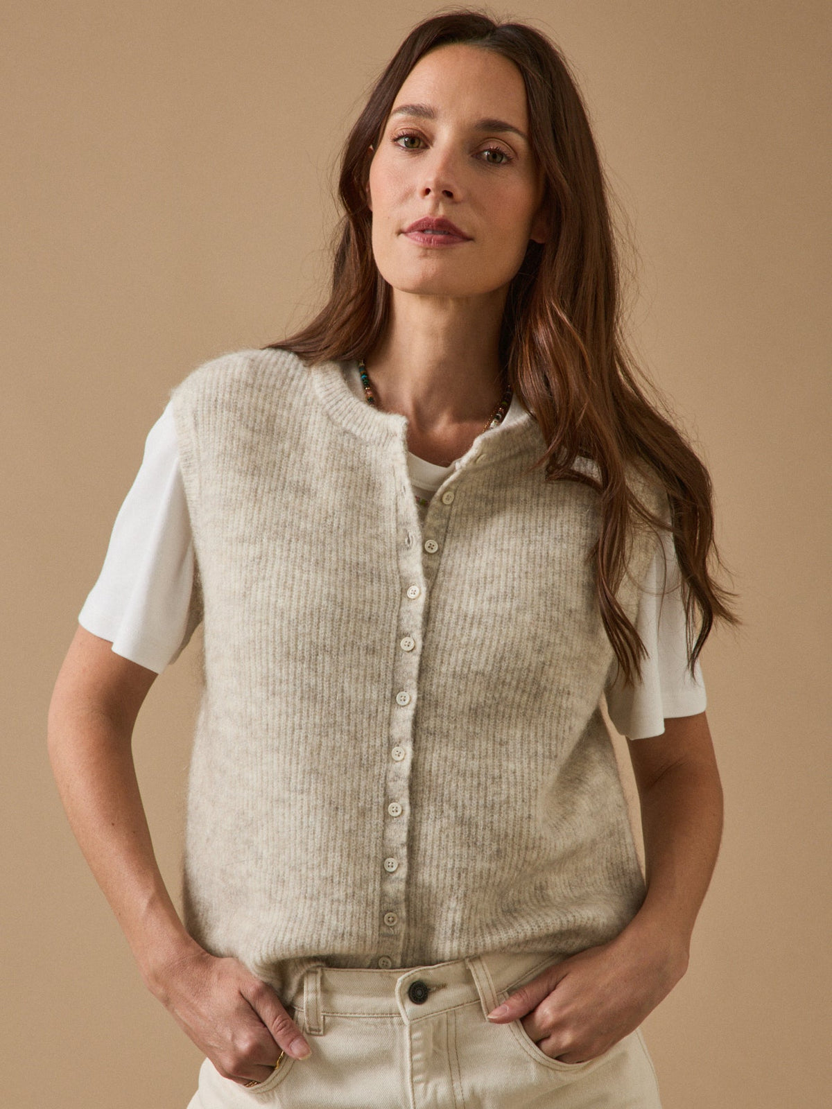 Gilet sans manches femme laine et mohair - 1