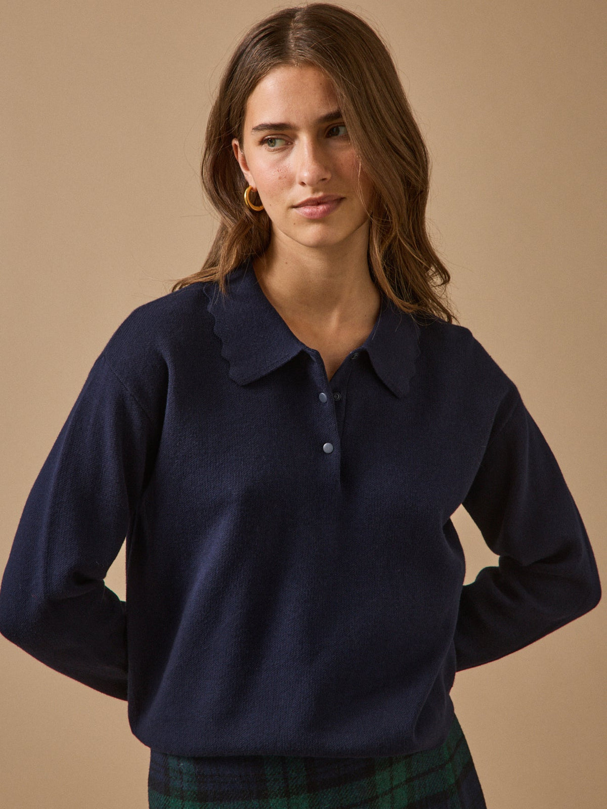 Pull polo femme coton biologique et cachemire - 1