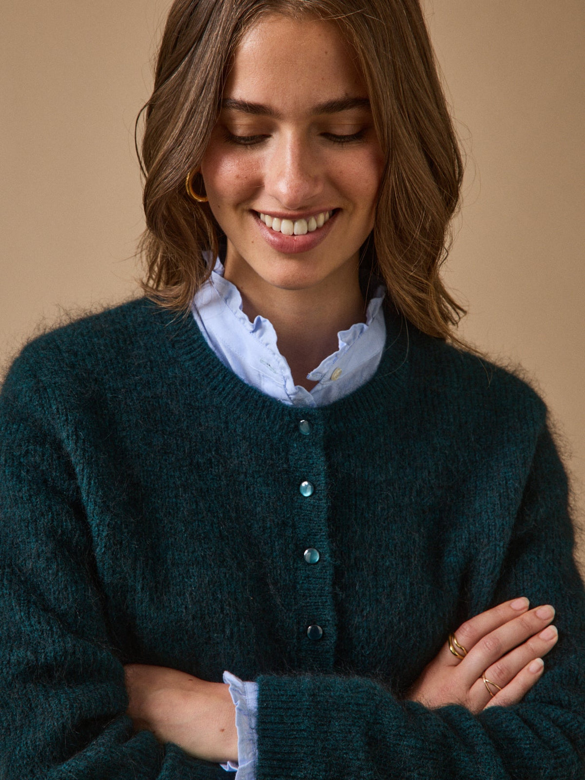 Gilet femme avec laine et mohair - 1