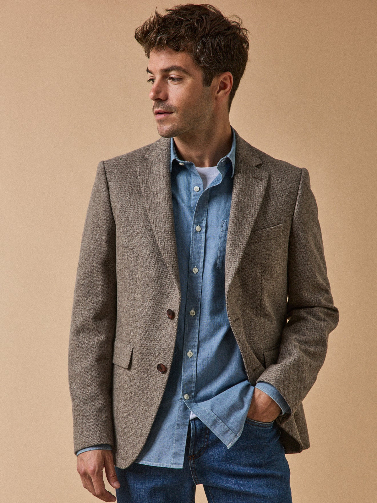 Blazer chevrons pure laine homme - 1