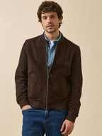 Blouson zippé cuir velours homme - 1