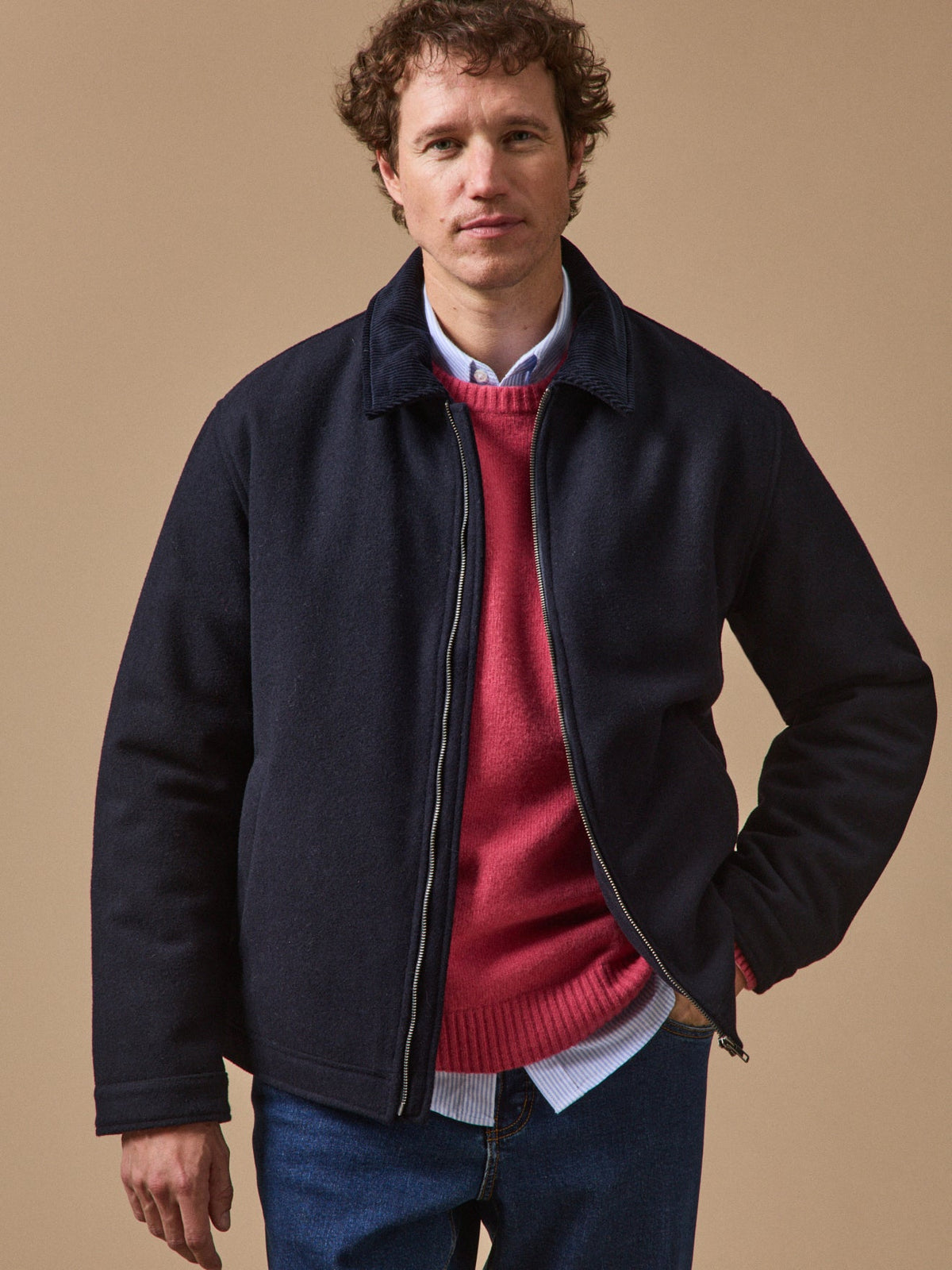 Blouson aviateur lainage chaud homme - 1