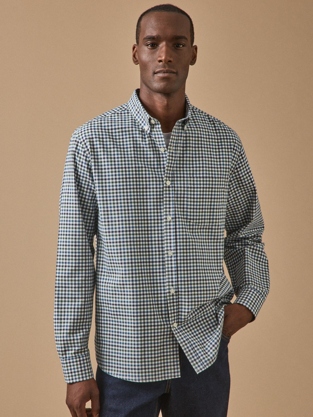Chemise oxford carreaux homme coupe contemporaine - 1