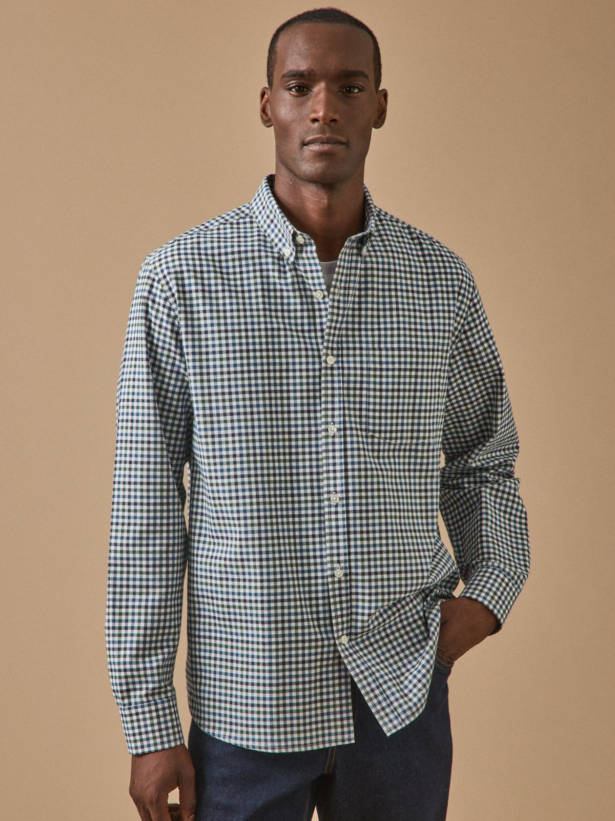 Chemise oxford carreaux homme coupe contemporaine - 1