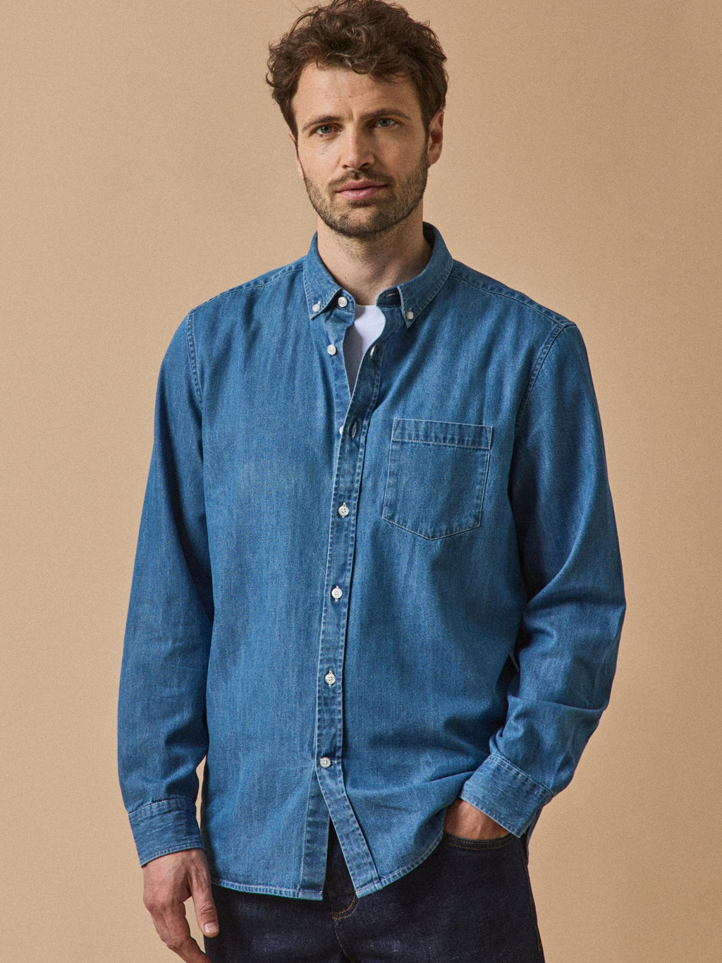Chemise en jean homme coupe contemporaine - 1