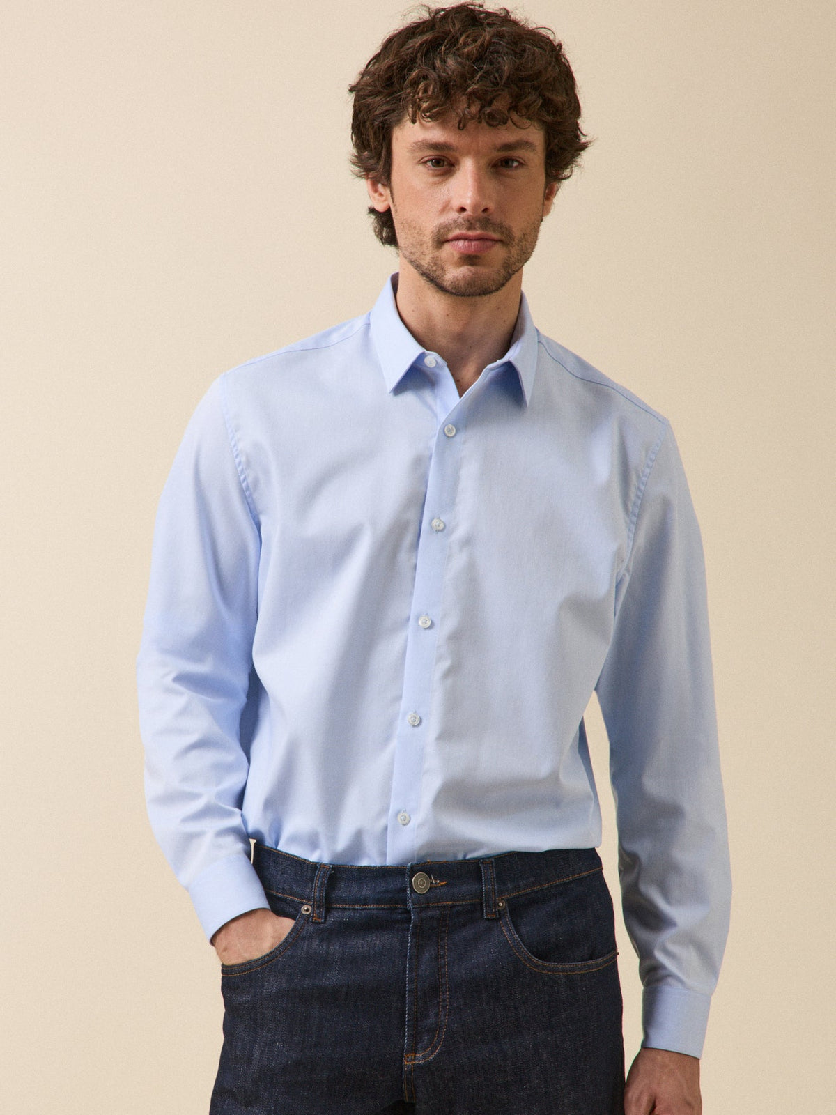 Chemise twill uni homme coupe contemporaine - 1