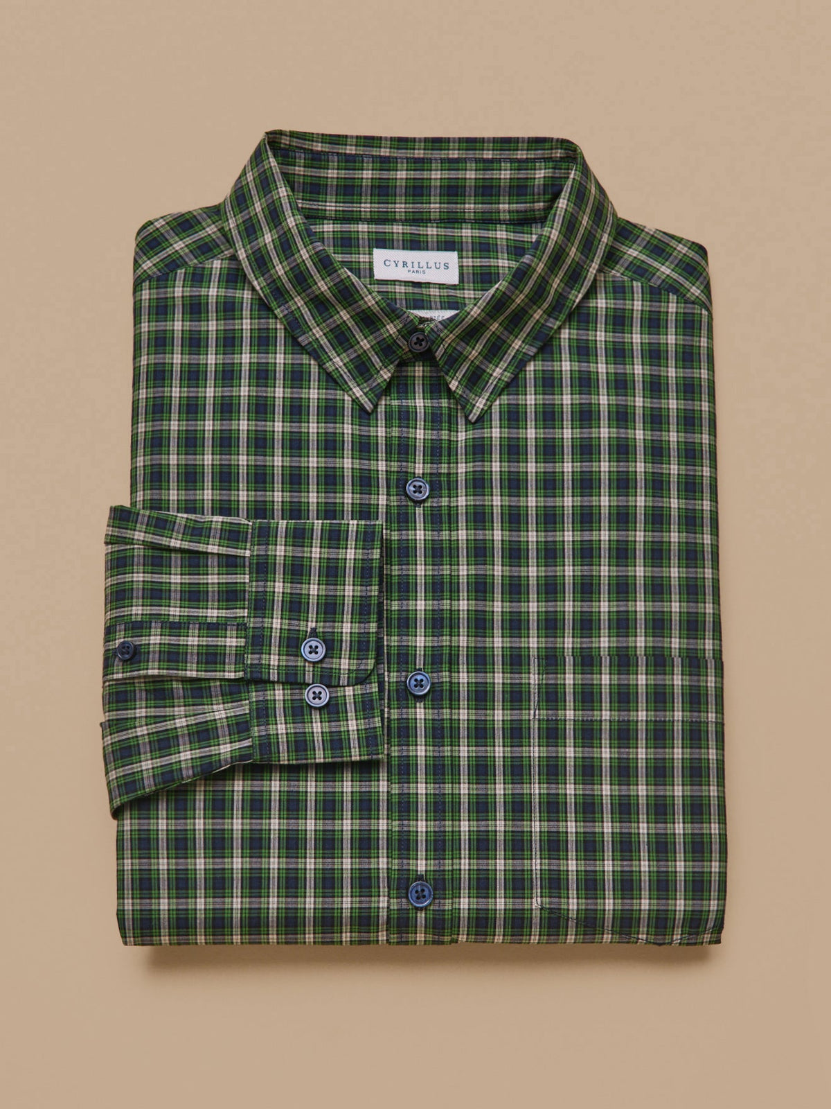 Chemise popeline carreaux homme - coupe ajustée - 1