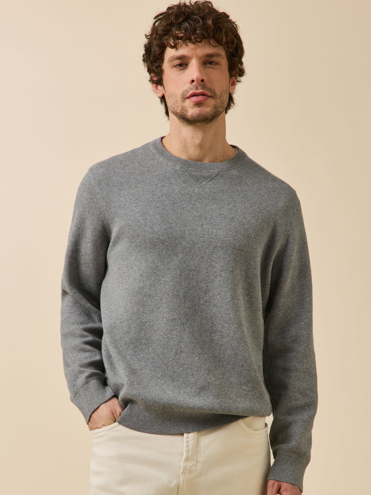 Pull effet sweat homme coton cachemire - 1