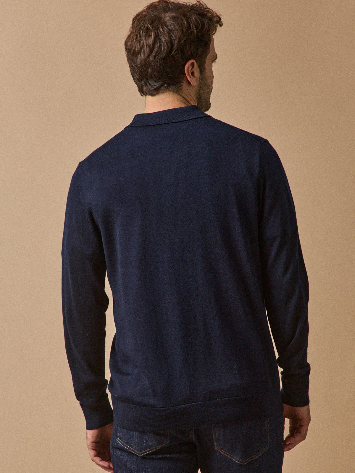 Pull fin col polo laine mérinos homme - 2