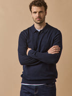 Pull fin col polo laine mérinos homme - 1