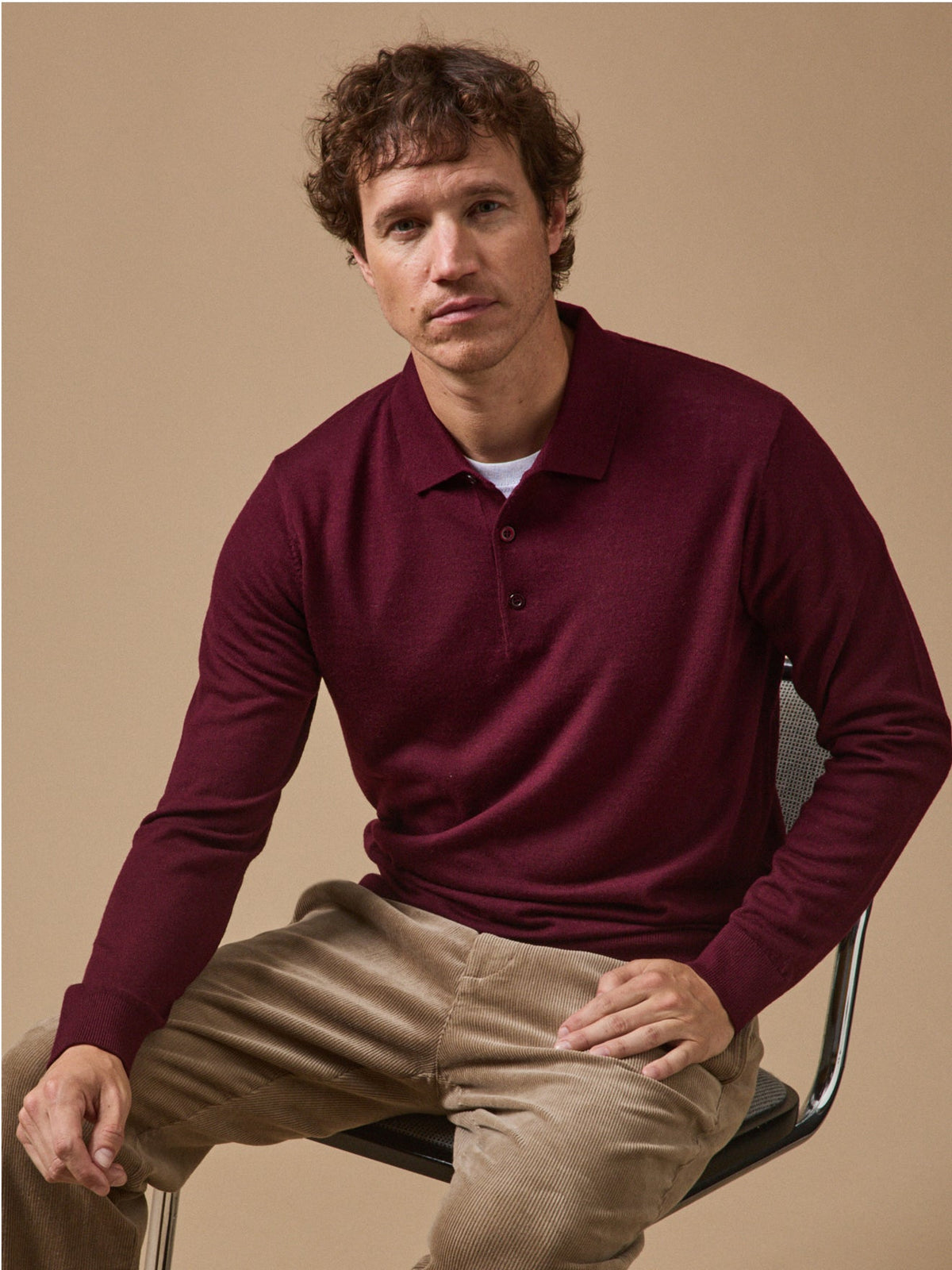 Pull fin col polo laine mérinos homme - 3