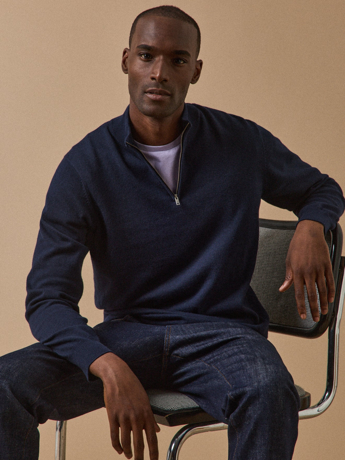 Pull col montant homme coton biologique et cachemire - 1