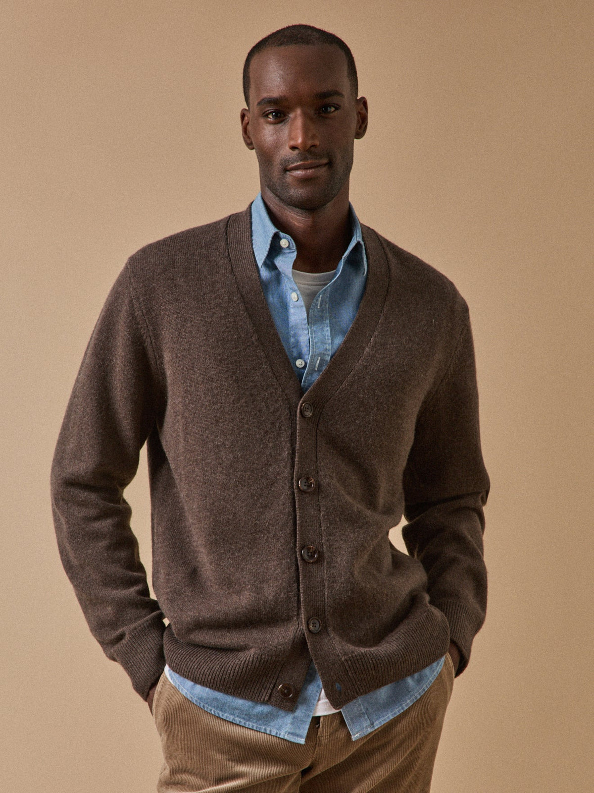 Gilet col V homme laine et cachemire - 1