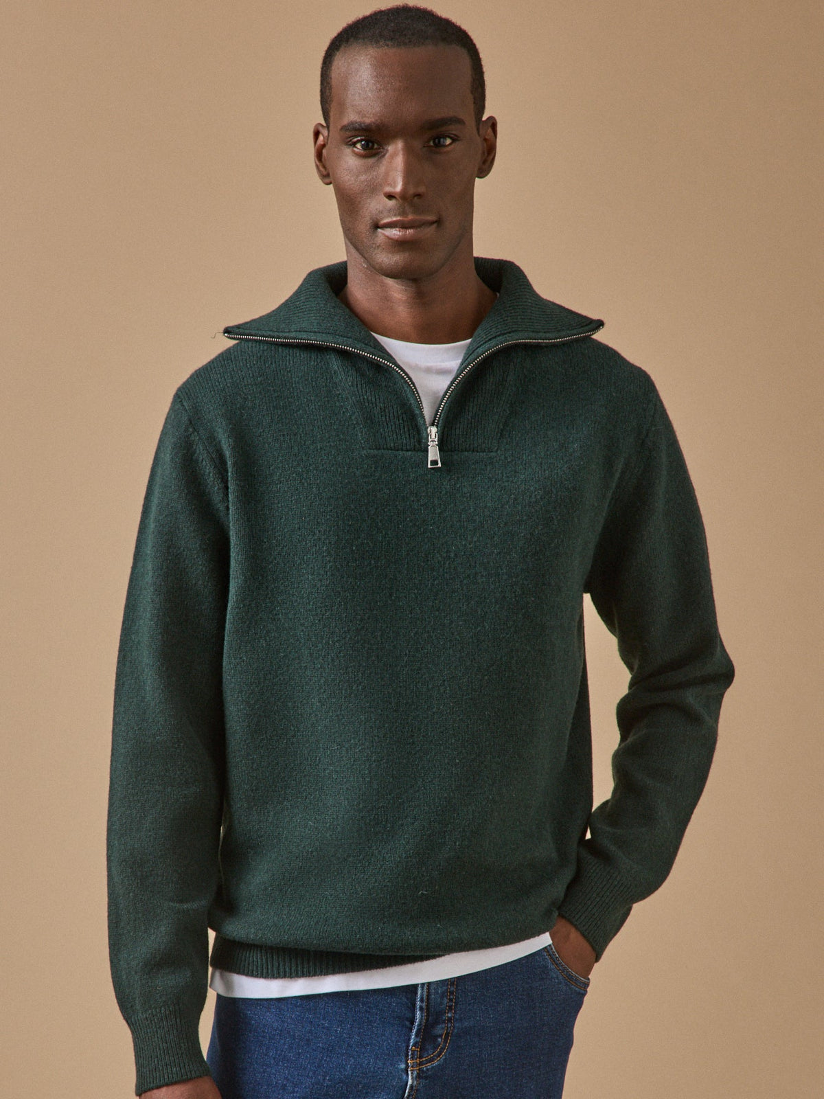 Pull col camionneur laine mérinos homme - 1