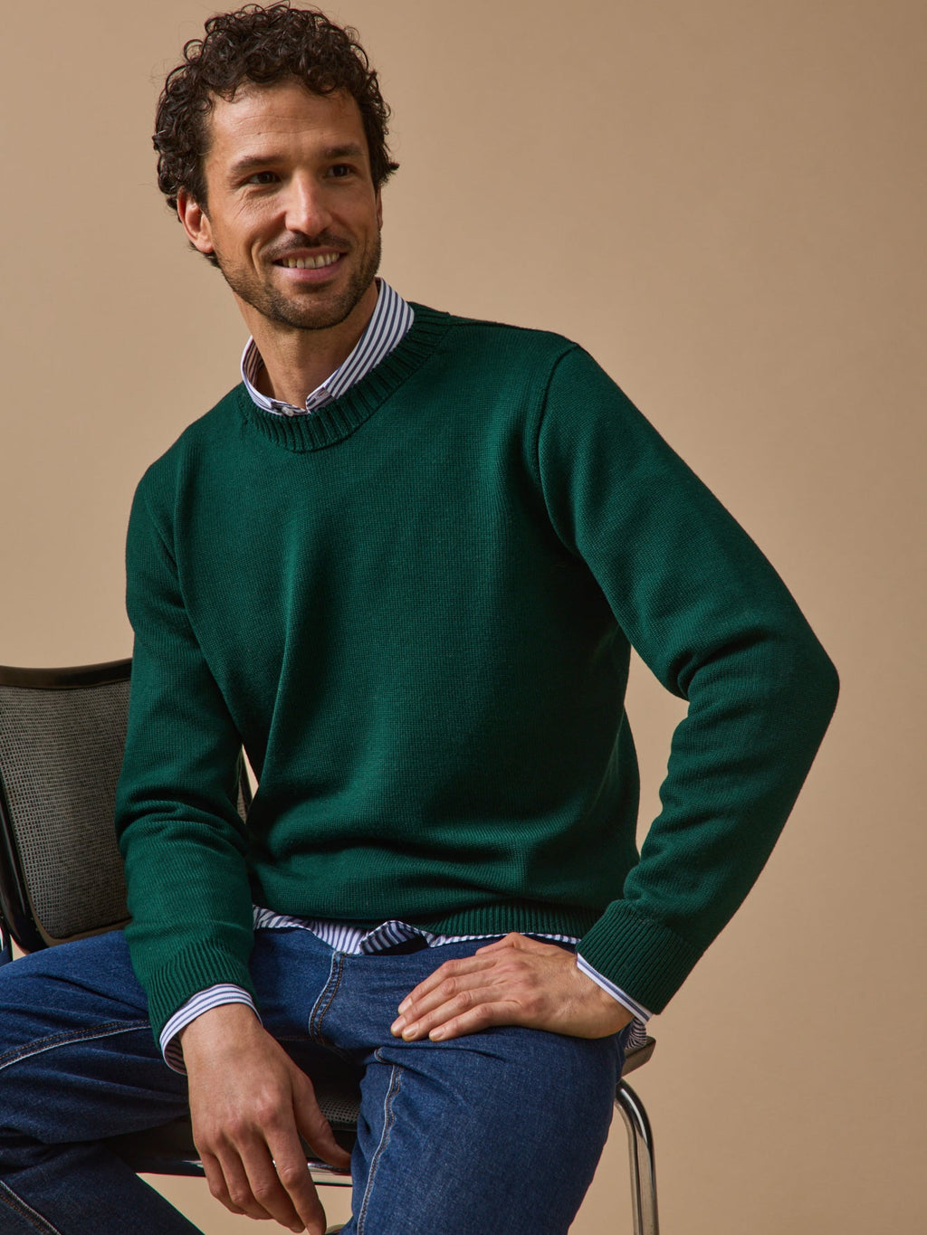 Pull laine mérinos Homme : Cyrillus X les 3 Tricoteurs - 1
