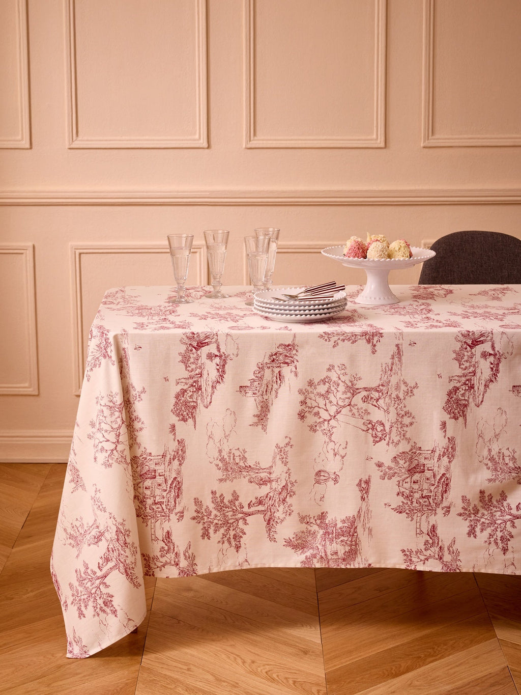 Nappe esprit toile de Jouy en coton tramé - 1