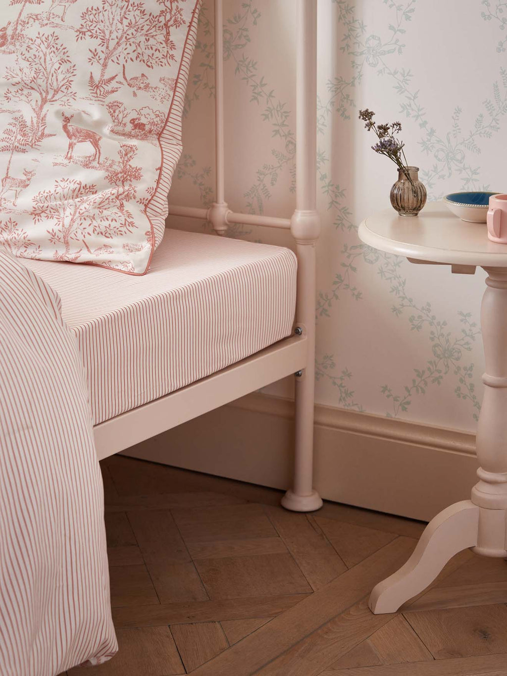 Drap-housse rayé  Esprit petit Jouy  - 2