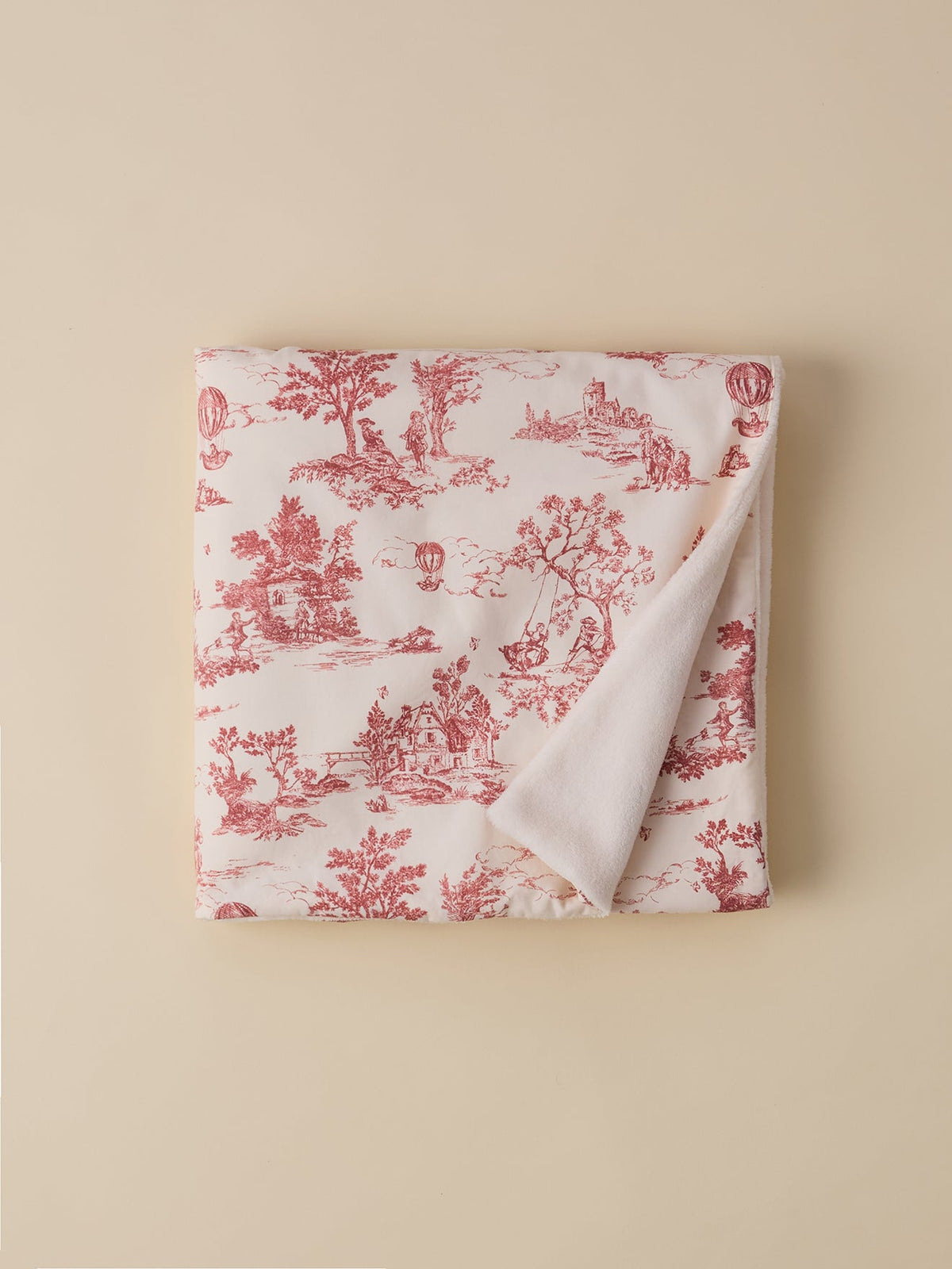 Plaid réversible esprit toile de Jouy - 1