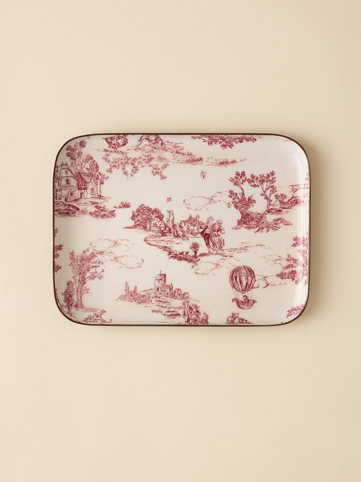 Plateau émaillé esprit toile de Jouy - Grand modèle - 1