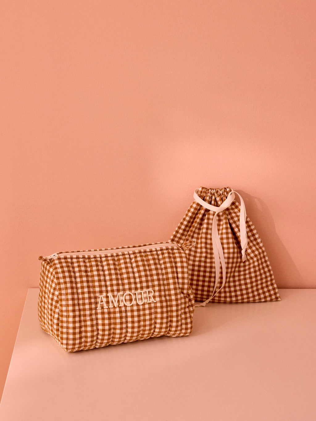 Trousse de toilette en coton vichy - 1