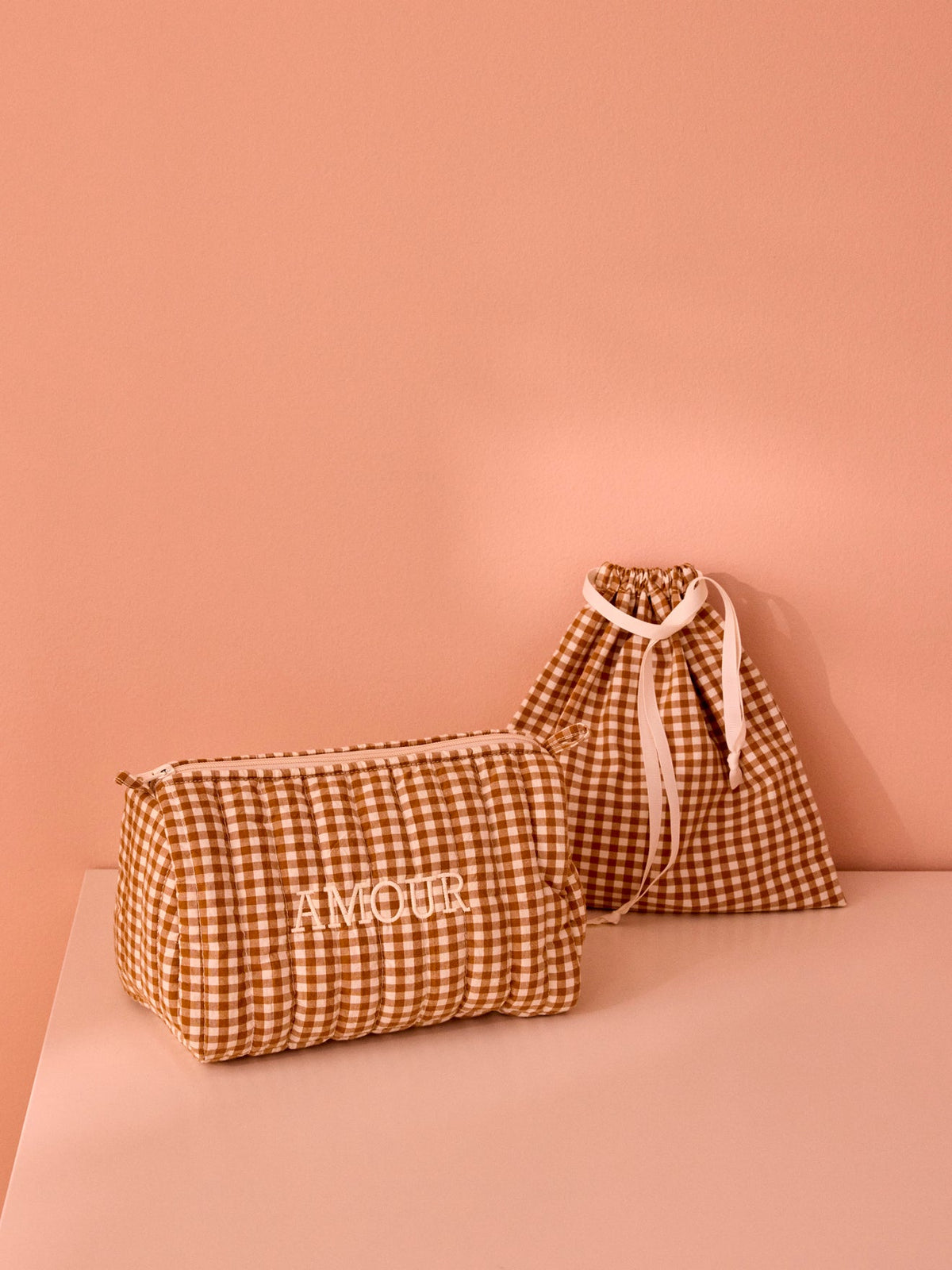 Trousse de toilette en coton vichy - 1