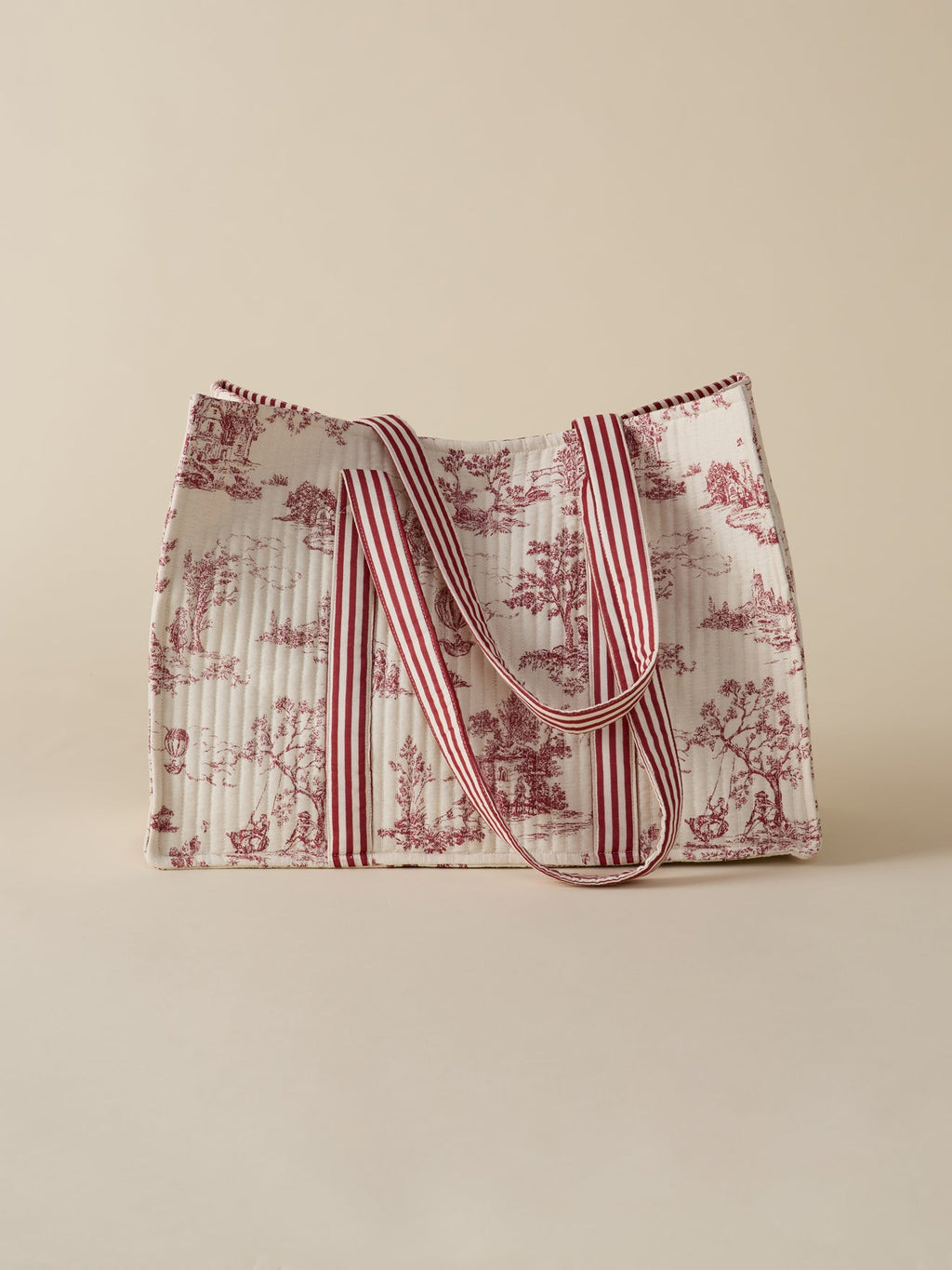 Sac cabas matelassé esprit toile de Jouy - 1