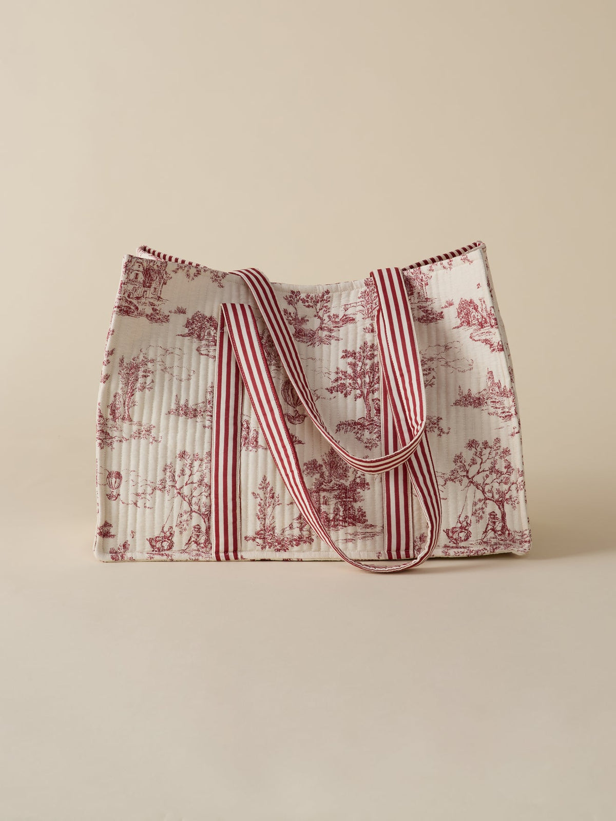 Sac cabas matelassé esprit toile de Jouy - 1