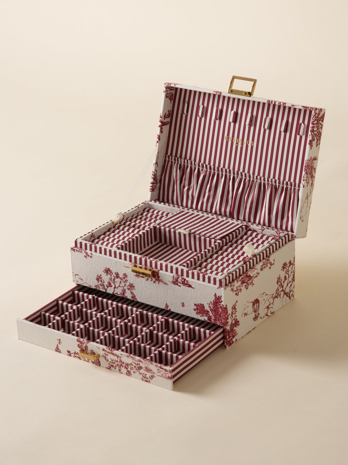 Boîte à bijoux XL esprit toile de Jouy - 2