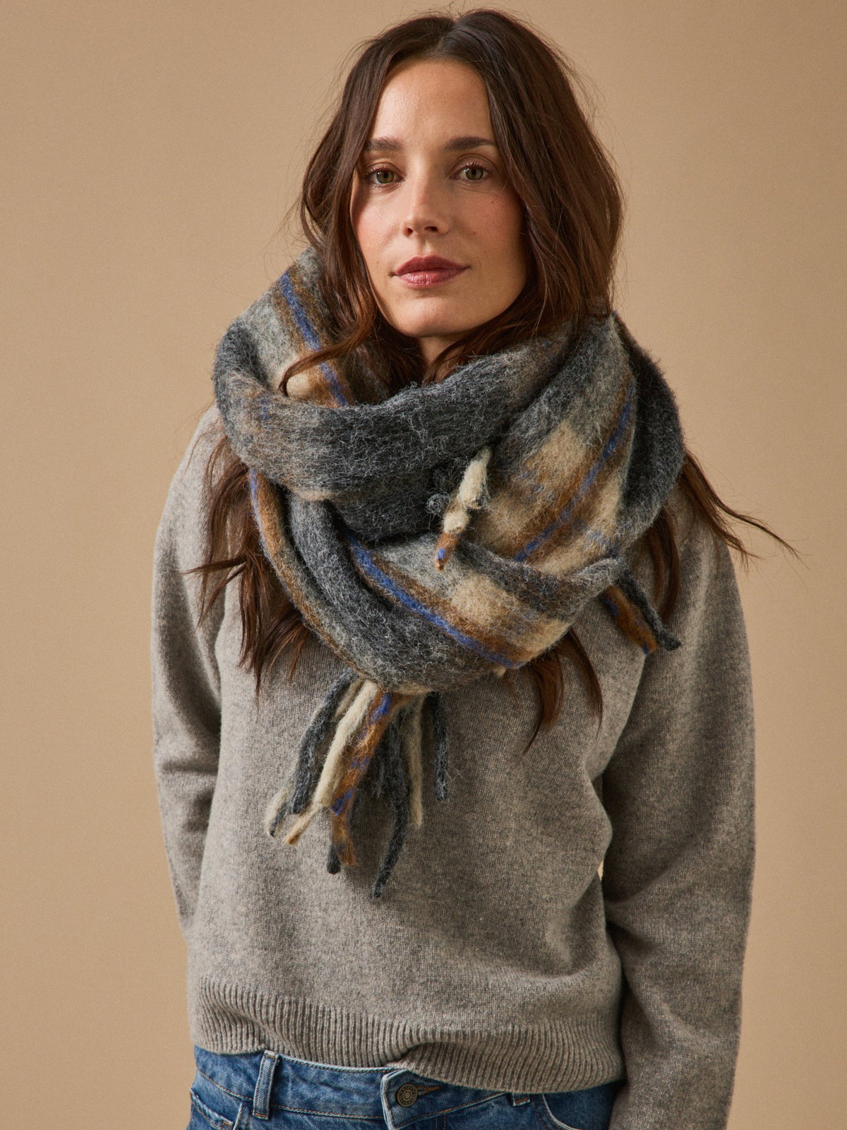 Écharpe carreaux femme - 1