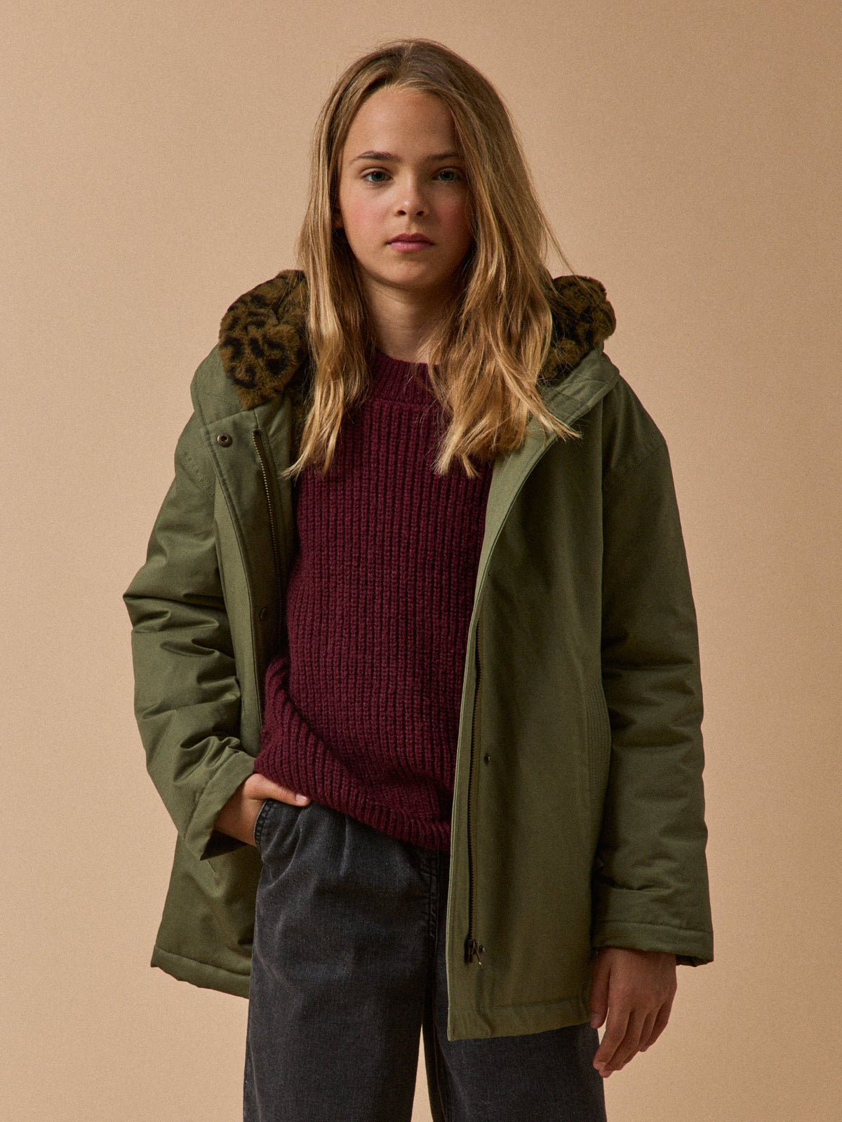 Parka courte doublée léopard - Collection Junior - 1