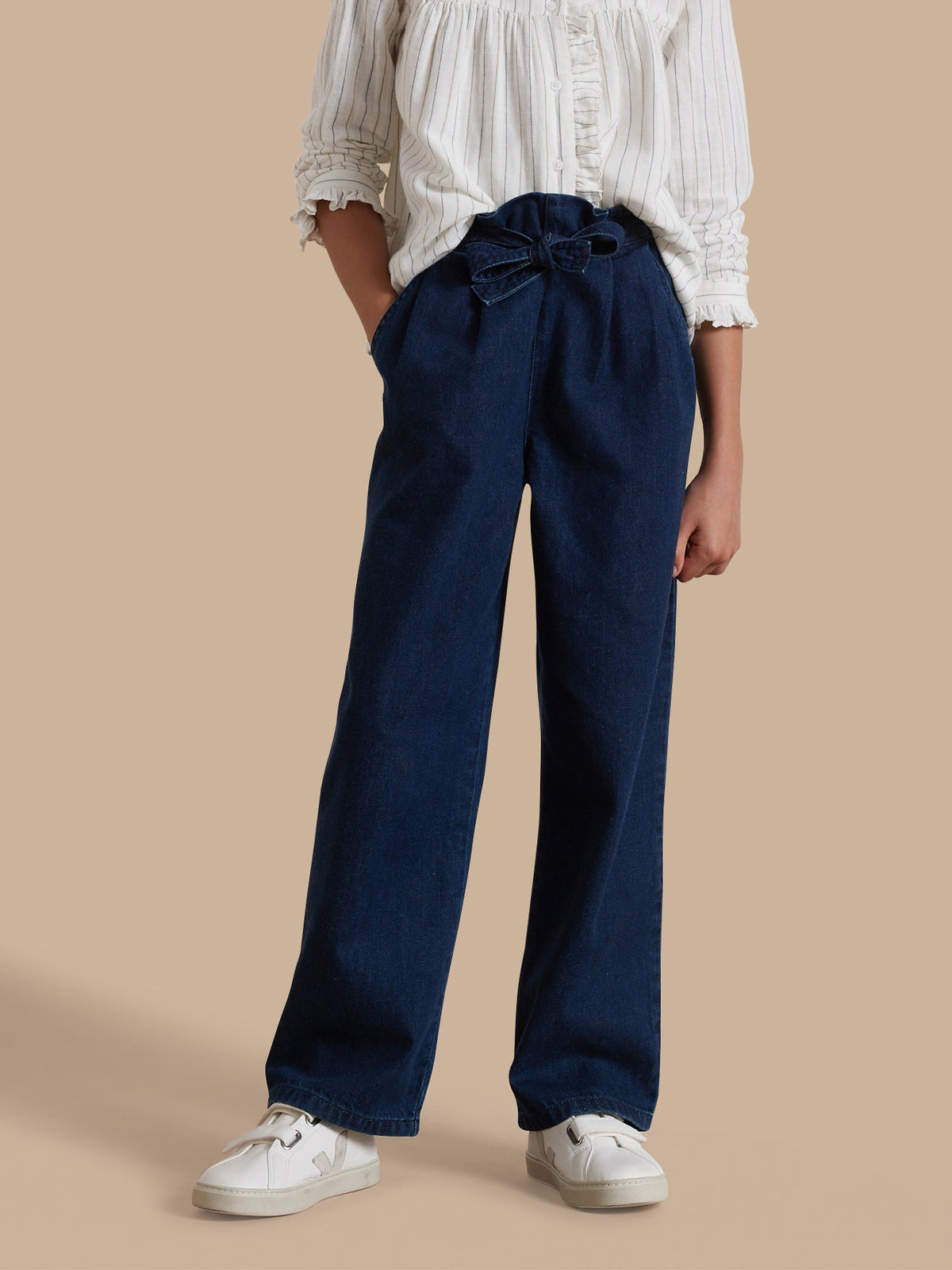 Pantalon large Fille denim light - 1