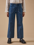 Pantalon droit rayé festonné Fille - 1