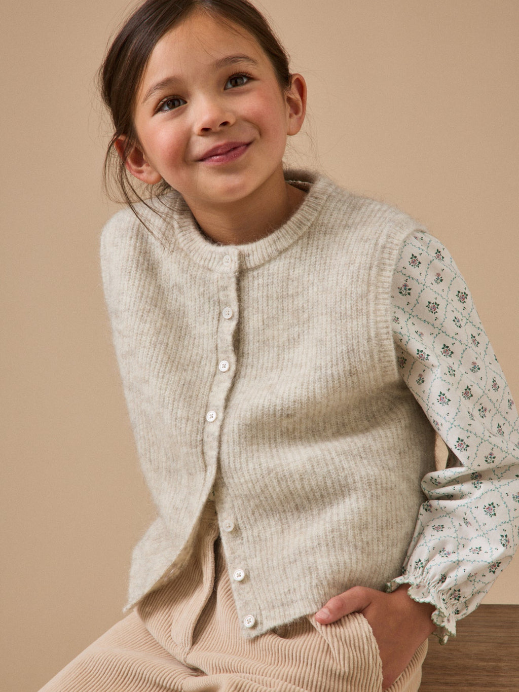 Cardigan sans manches doux Fille - 1